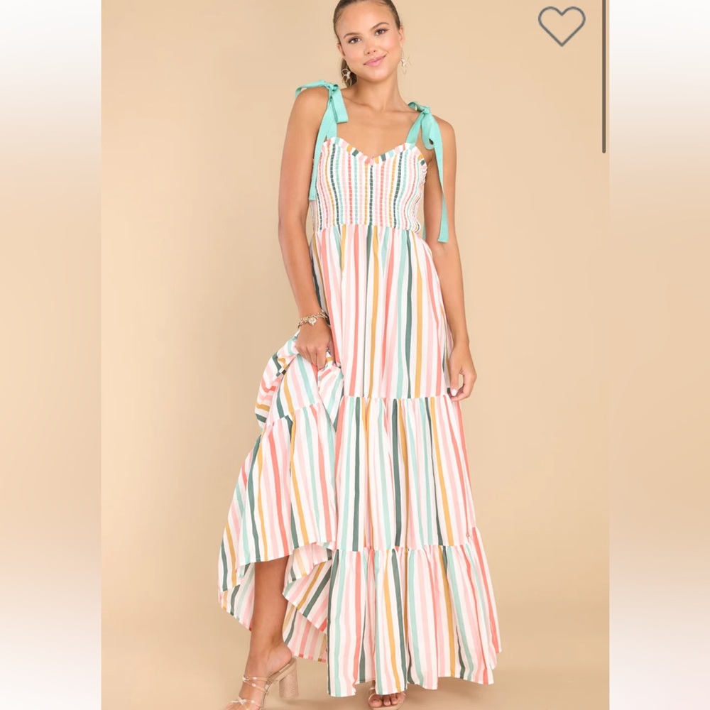 Wishing For You Desert Sage Multi Stripe Maxi Dress